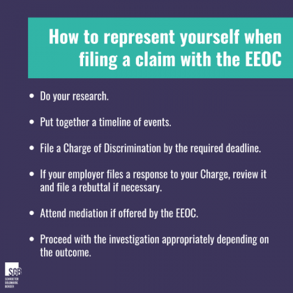 How to represent yourself when filing a claim with the U.S. Equal Employment Opportunity Commission